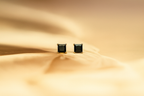 Black Onyx Square Gold Stud Earrings