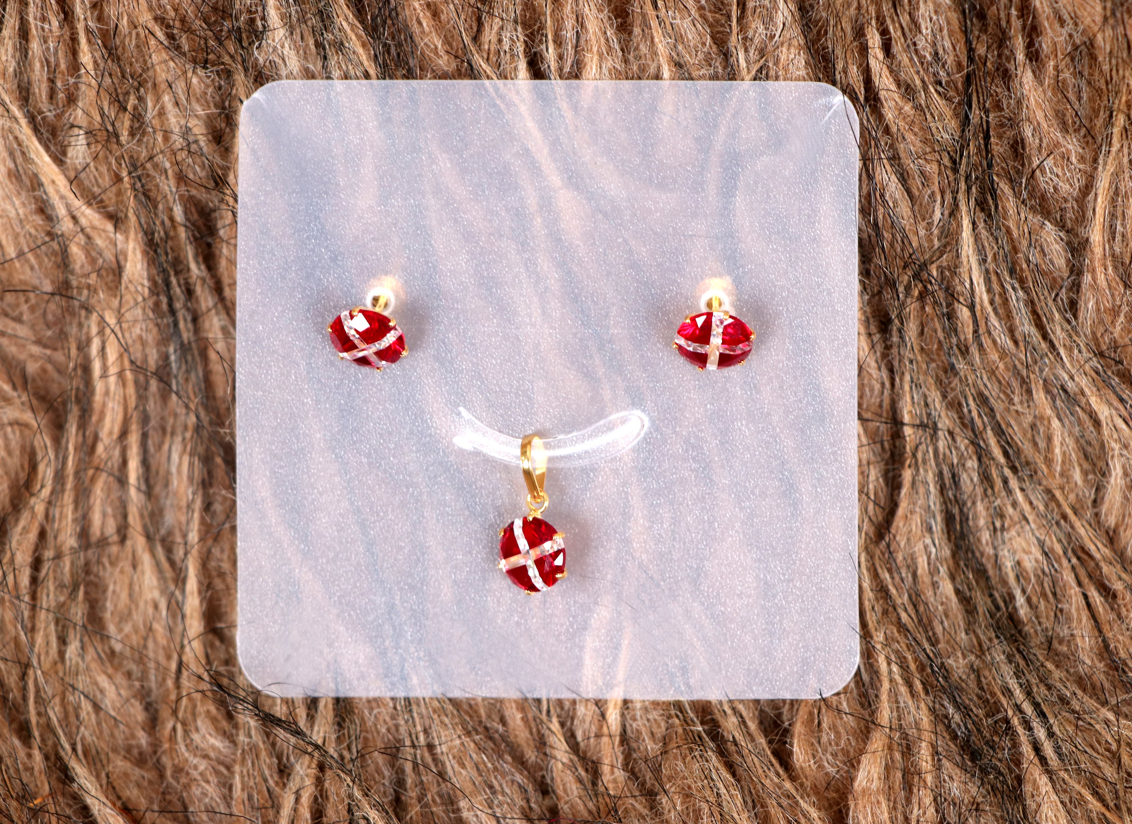 Red Stone Pendant & Earring Set