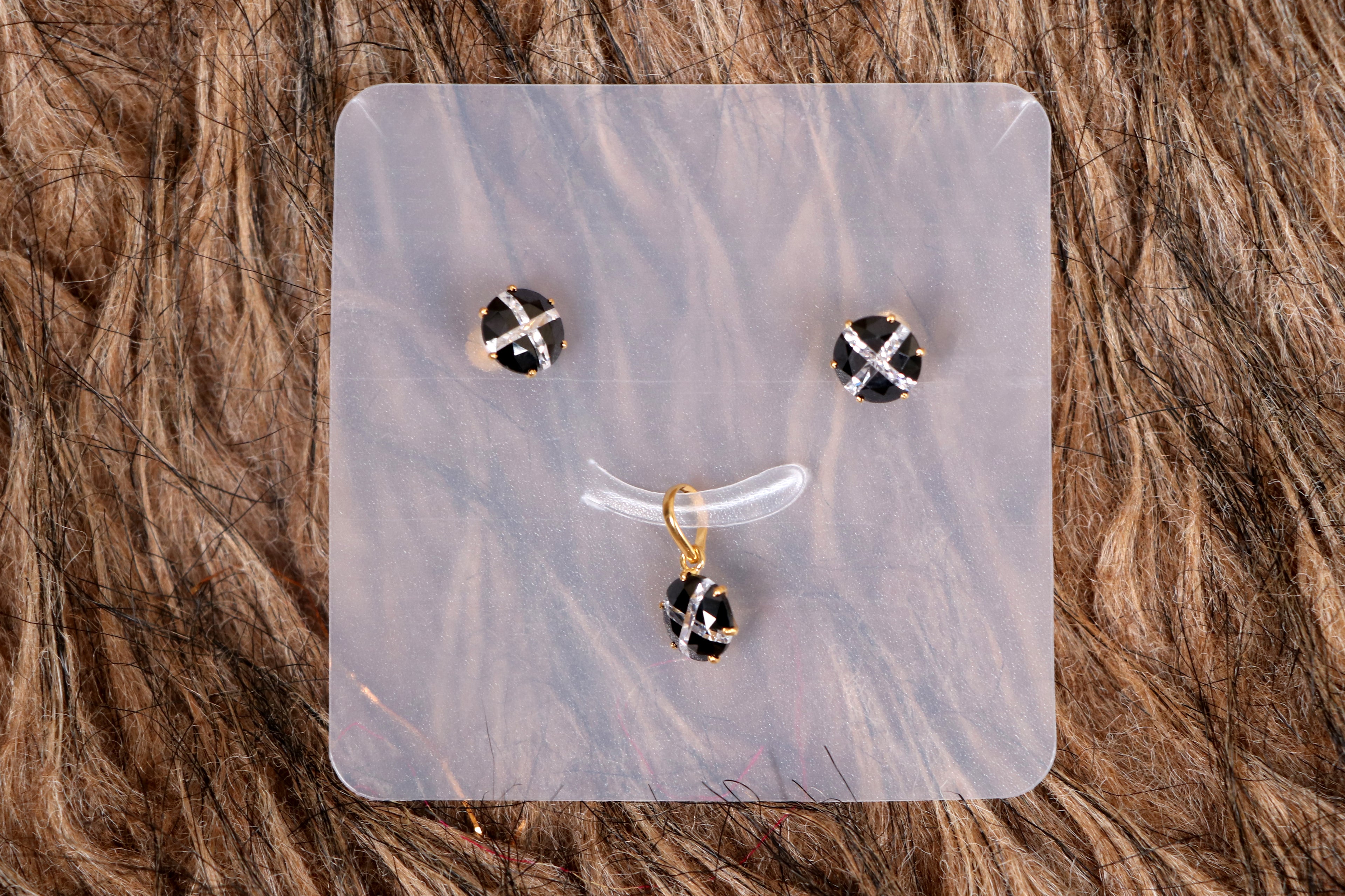 Black Stone Pendant & Earring Set