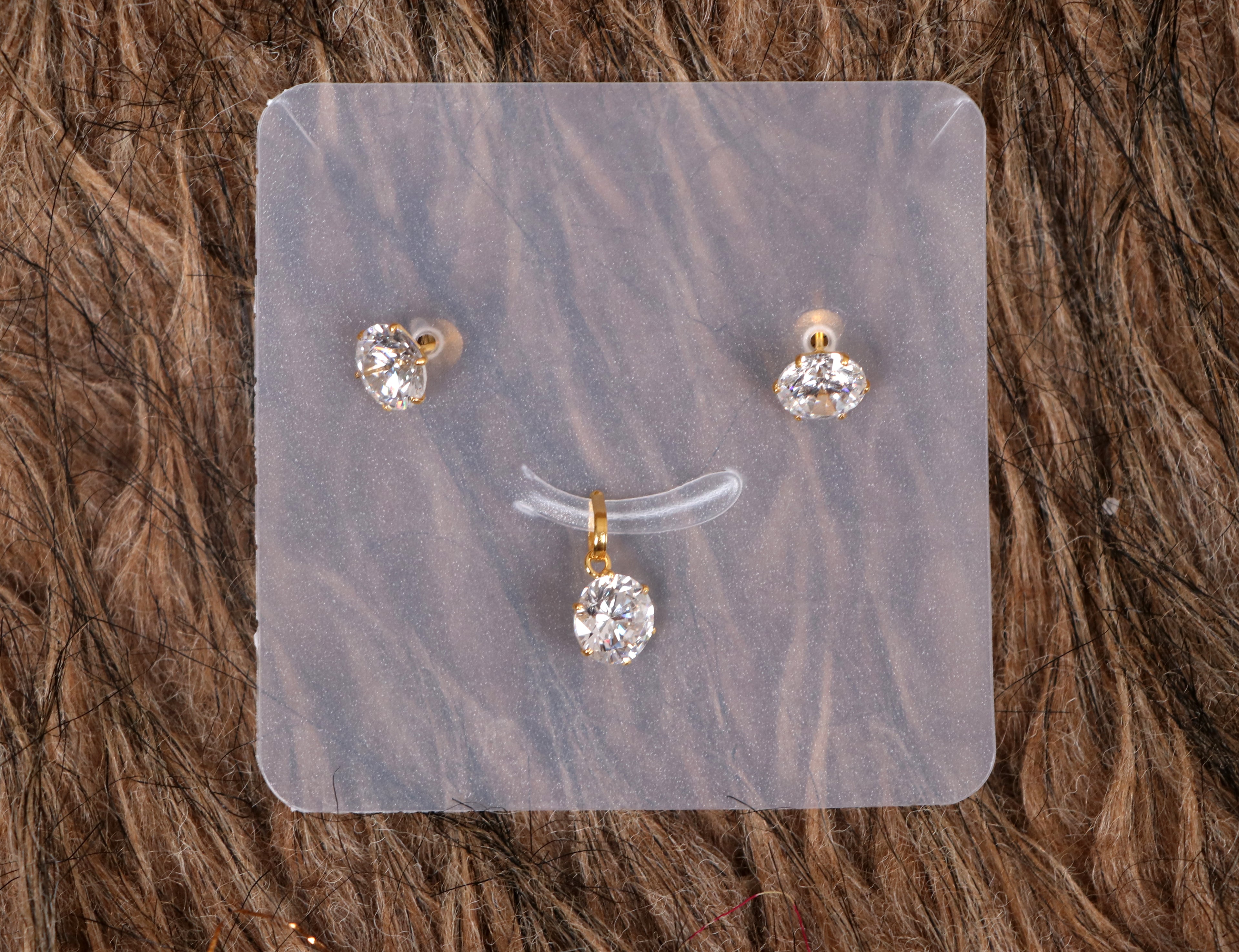 Solitaire Pendant & Stud Earrings Set